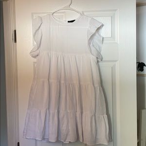 White linen baby doll dress